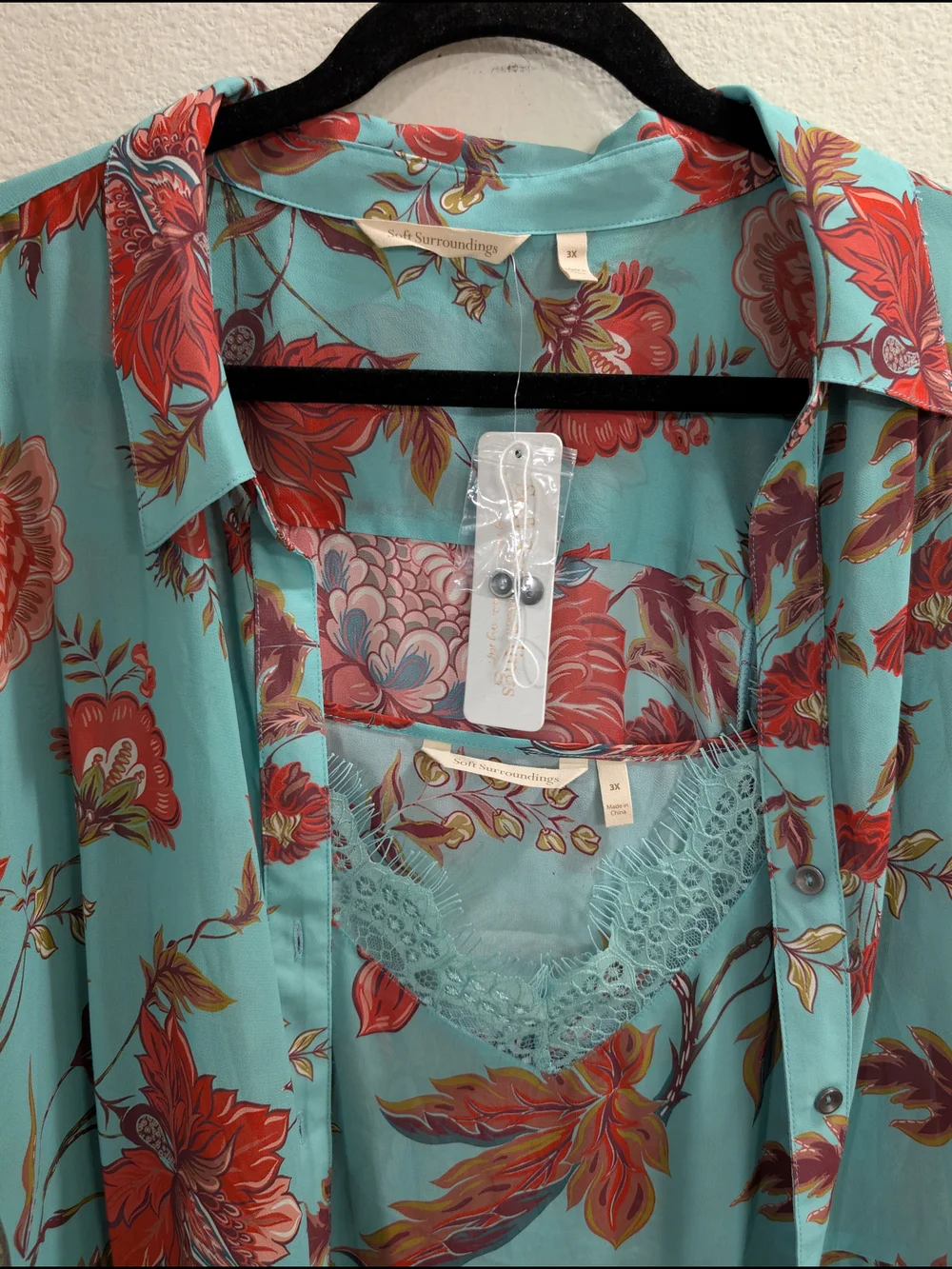 Soft Surroundings Blair Dress Maxi 2- piece Slip Duster Vacation Cruise - Picture 10 of 13